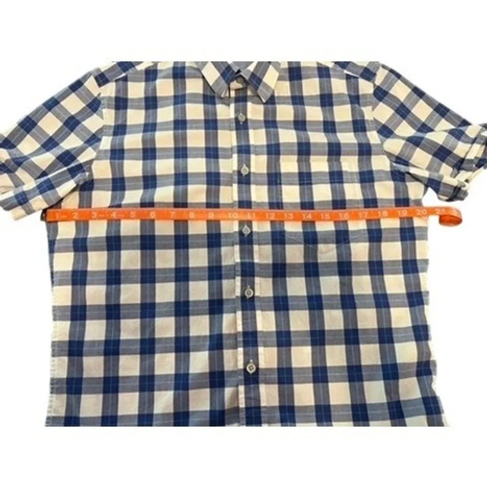 Banana Republic Mens Blue White Gingham Short Sleeve Button Down Shirt Size M